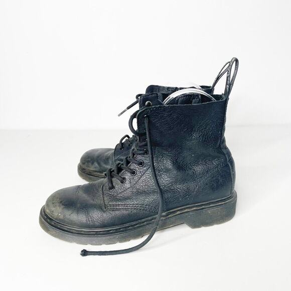 DR. MARTENS 1460 PASCAL LEATHER LACE UP BOOTS black virgina side zip WOMENS 5 - Picture 3 of 6